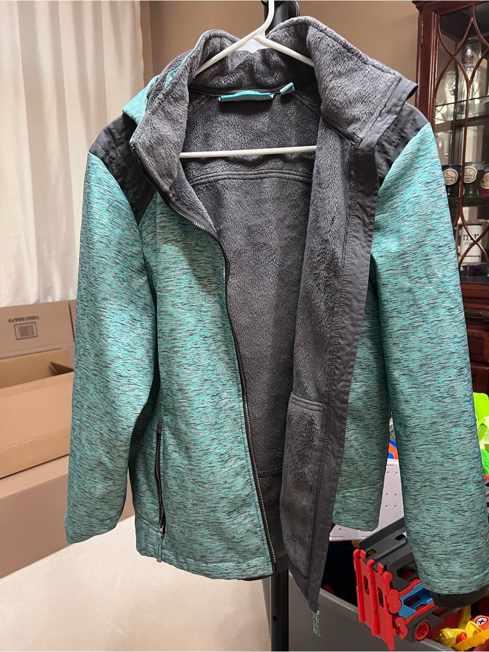 Columbia Teal and Charcoal Soft-Fleece Ski Jacket